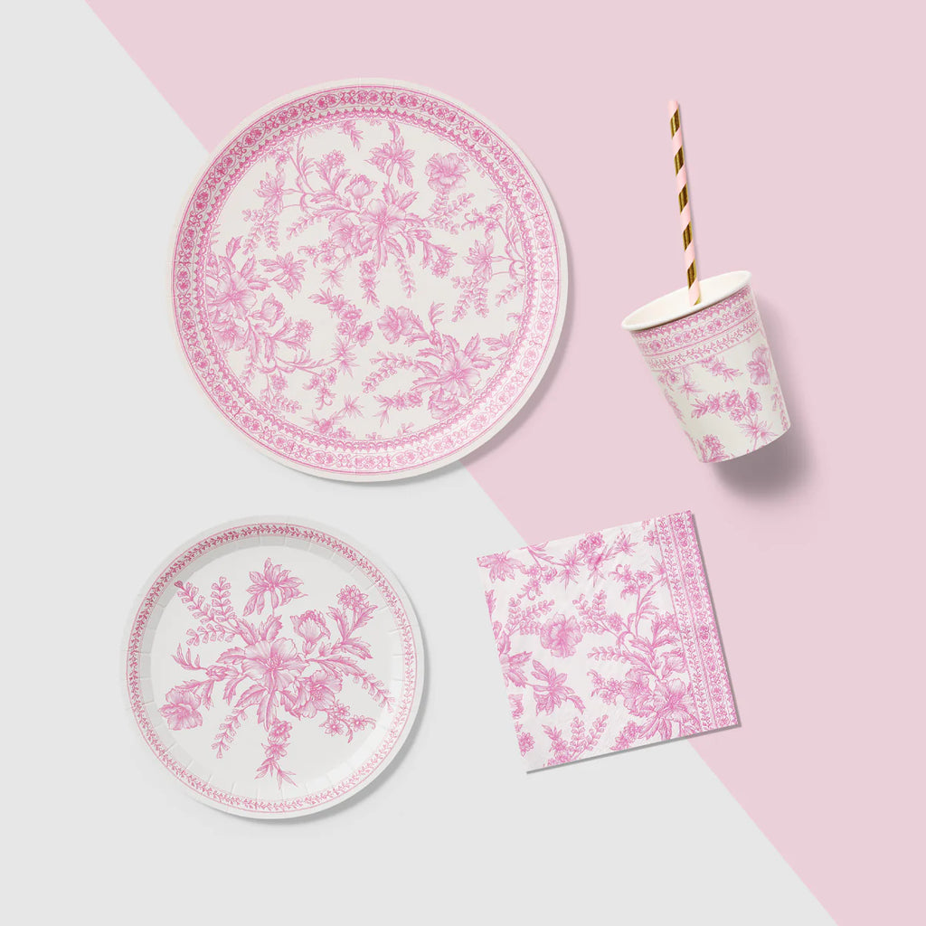 Pink Toile Large Plates (10 per pack)