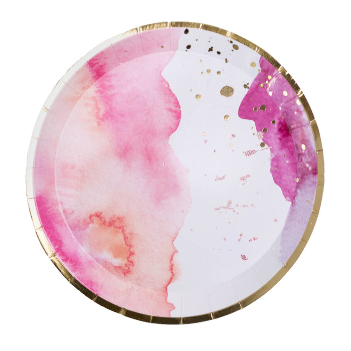 Pretty in Pink Dessert Plates by Jollity & Co, Pink watercolor paper plates