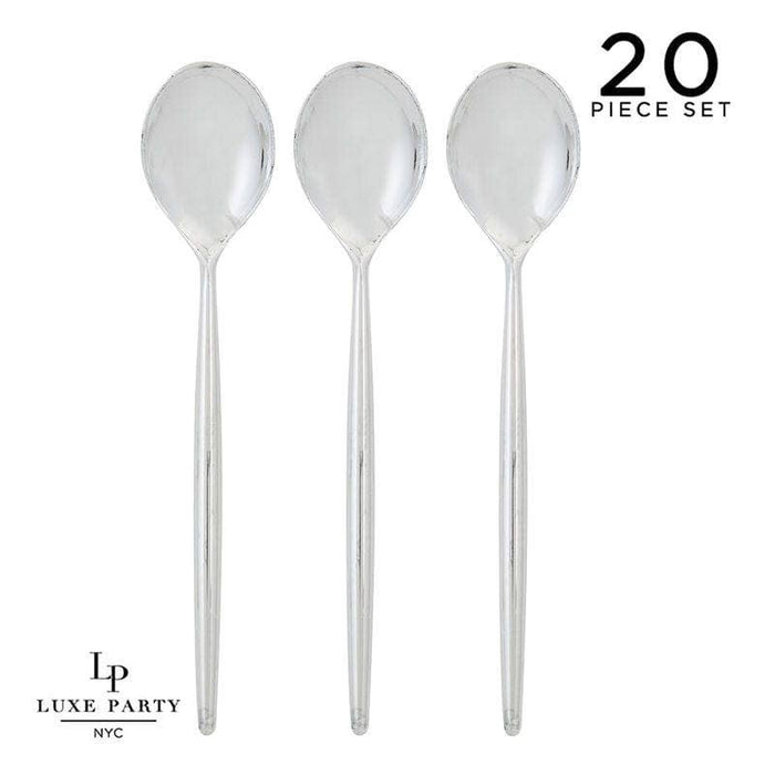 Chic Round Silver Spoons | 20 Pieces
