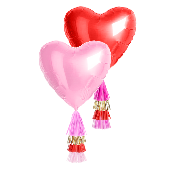 Jumbo Mylar Heart Balloon Pair with Tassels