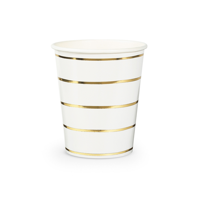 Frenchie Striped 9 oz Cups, Gold