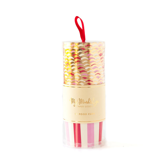 Red Pink stripe baking cups