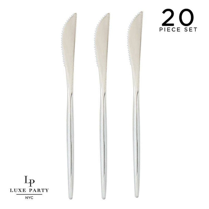 Chic Round Silver Knives | 20 Pieces