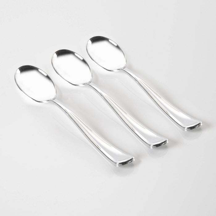Classic Design Silver Plastic Spoons | 20 Spoons
